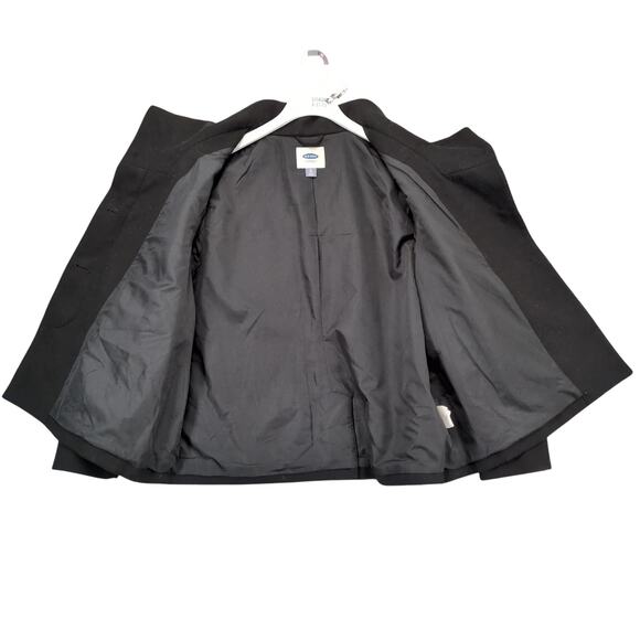 Old Navy Black Pea Coat Women's XL Concealed Buttons Flannel Boxy Retro Mod - Picture 2 of 10